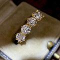 Yellow Gold Five Round Clear Stone Half Band Ring Sizes 6-10 view 3