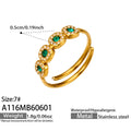Gold and Silver Open Band Three Halo Colored Stone Rings view 7