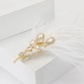 Long Feather Plume Brooch in Black or White With Crystal Bow view 2