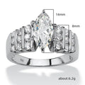 Silver Tone Marquise CZ Wide Band Ring with Side Stones view 4