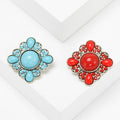Round Cabochon Flower Brooch With Clear Crystal Border view 1