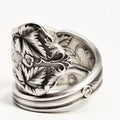 Antique Silver Tone Wide Embossed Leaf Scroll Wrap Ring view 3