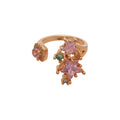 Gold Pink Star Crystal Open Ring Adjustable Dual End view 5