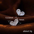 Silver Heart Baguette Halo Clear Crystal Stud Earrings view 4