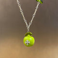 Silver Tone Green Apple Cross Pendant Necklace Statement Jewelry view 1