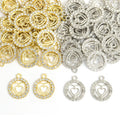 Round Crystal Heart Charms in Gold Tone and Silver Tone view 4
