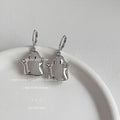 Silver Ghost Charm Huggie Hoop Drop Earrings Metal Pair view 3