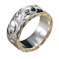 Wide Engraved Scroll Band Ring In Polished Silver Tone view 5