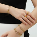 Gold Watch Band Link Bracelet Zircon Oval Connectors view 4