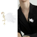 Flamingo Feather Brooch in Metal with Gold-tone Flamingo Neck and Soft Feather Plumage view 2