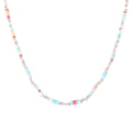 Pastel Natural Stone Bead Necklace Stainless Steel Cube Accents view 5