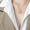 Knot Weave Square Pendant Necklace Stud Earrings Black White view 7