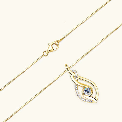 Gold swirl pendant with lobster clasp and box chain detail