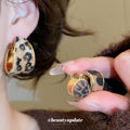 Leopard Print Gold Tone Hoop Stud and Huggie Earrings Three Styles view 2