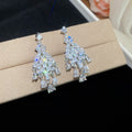 Silver Crystal Floral Drop Stud Earrings Fashion Jewelry Accessory view 2