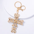 Rhinestone Filigree Cross Keychain Gold Tone Crystal Charm view 4
