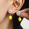 Yellow Lemon Resin Earrings Studs Huggies Daisy Drop Styles view 1