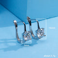 White Gold Round Clear Stone Lever Back Huggie Earrings view 5