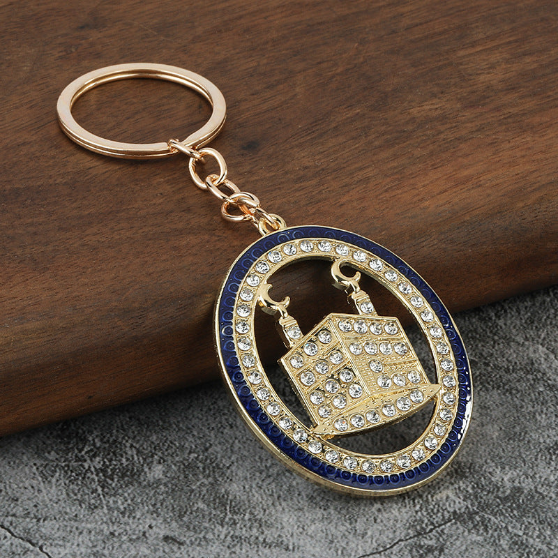 Moon Festival Gold Tone Rhinestone Keychain Arabic Style Bag Charm