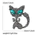 Rhinestone Cat Brooch Green Eyes Metal Bow Two Finishes view 4