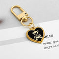 Enamel Mushroom Rose Heart Bear Daisy Charm Keychain in Gold Tone Alloy view 12