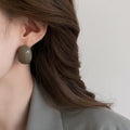 Glossy Dark Brown Oval Stud Earrings with Domed Resin Look view 3