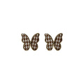 Gold-Tone Houndstooth Fabric Butterfly Stud Earrings view 5