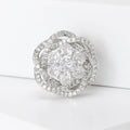 Round Crystal Flower Brooch with Layered Petals Decorative Metal Pin view 2