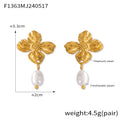 Flower Drop Earrings Freshwater Pearl Gold Silver Metal view 7