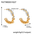 Two Tone Chain Link C Hoop Earrings in Two Arrangements view 6