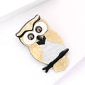 Cream Acrylic Owl Brooch Pin with Black Bow Tie Decorative Jewelry view 3