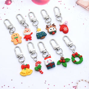 Resin Christmas Charm Keychains Lobster Clasp 10 Styles
