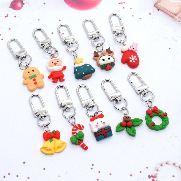Resin Christmas Charm Keychains Lobster Clasp 10 Styles