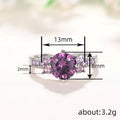 Purple Round Solitaire Three-Stone Pave Ring In Silver Tone view 4