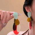 Multicolor Oval Petal Cascade Stud Earrings Jewelry Accessory view 2