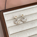 Silver Ginkgo Leaf and Champagne Heart Stud Earrings view 4