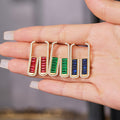 Crystal Long U Earrings in Red Green and Blue Gold Tone Styles view 2