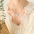 Mother Of Pearl Heart Pendant Paperclip Chain Gold Or Steel view 6