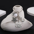 Antique Silver Seahorse Starfish Shell and Faux Pearl Keychain view 3