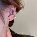 Silver Tone Crystal Star Moonstone Asymmetric Clip Earrings view 3