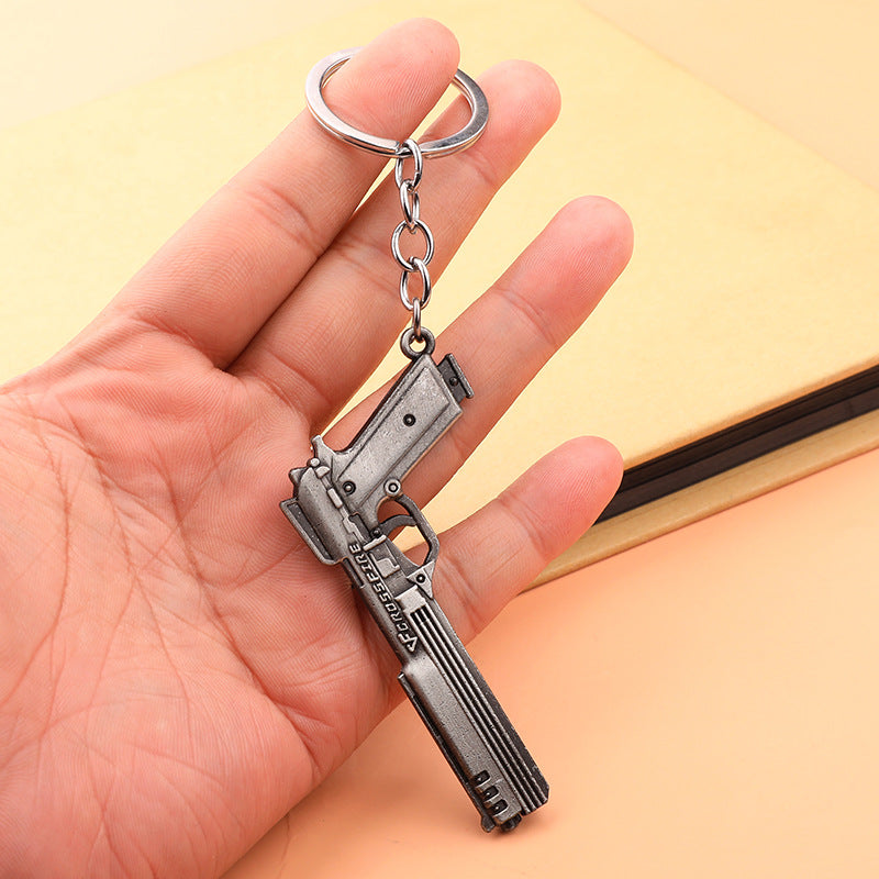 Creative Metal Mini Gun Model Keychain Alloy Car Accessory