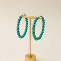 Turquoise Look Beaded Extra Large Classic Hoop Earrings view 4