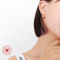 Small Flat C-Shape Hoop Stud Earrings Gold Steel Pair view 3