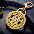 Rotating Chinese Character Medallion Keychains with Braided Loop Options view 12
