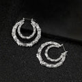 Textured Double Hoop Earrings in Silver and Gold Tones view 1