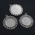 Round Floral Edge Pendant Trays in Antique Bronze and Silver view 2