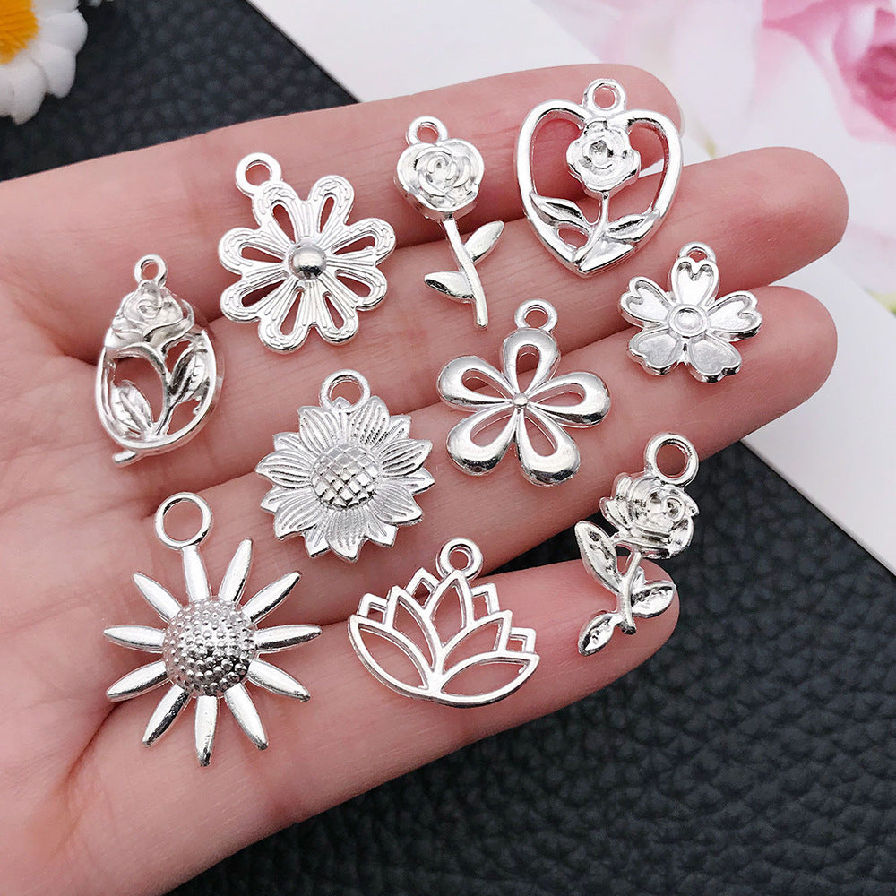 Zinc Alloy Sunflower Lotus Rose Flower Charm Pendant for DIY Earrings Bracelet Keychain