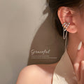Single Pearl Crystal Chain Ear Cuff Fashion Jewelry Accessories view 1