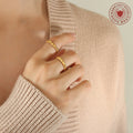 Gold Open Adjustable Heart Link Band Ring US Size 7 view 3