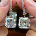 Silver-Tone Emerald-Cut Drop Earrings with Pavé Hooks view 1